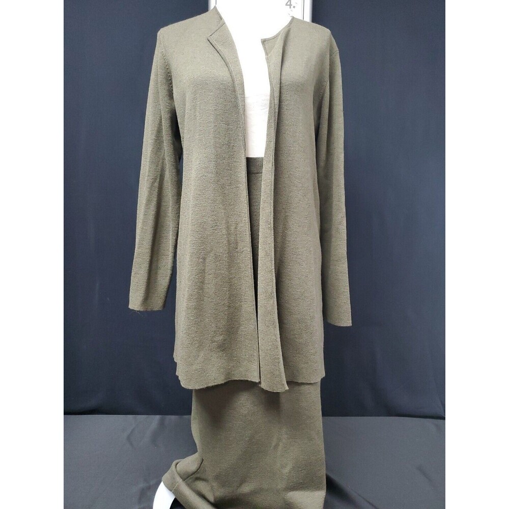 Eileen Fisher Caper Cardigan Sweater Straight Long Skirt Wool Set Sz Medium NWT
